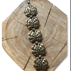 Vintage Gold- Toned Floral Link Bracelet | Boho